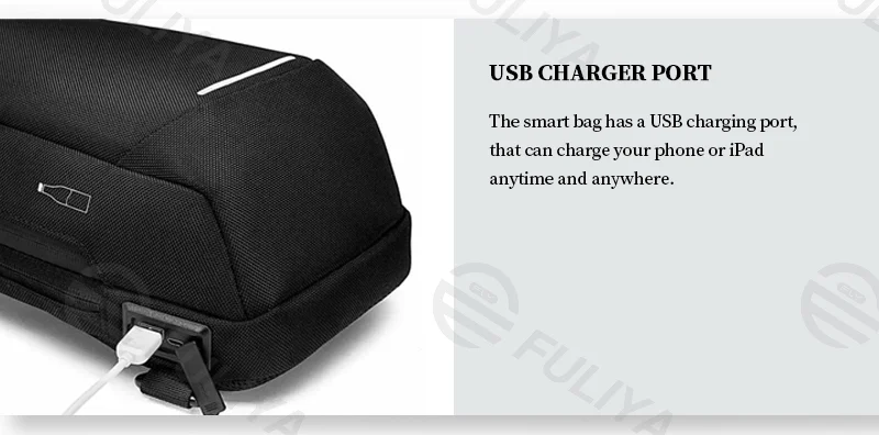 Guangzhou Fuliya Industry Co.,Ltd C-81073 Men's techwear chest bag, water-resistant, large capacity, USB port, anti-theft combination lock, hidden anti-theft pocket, and reflective strips - crossbody or chest carry for commuting, sports, and daily use.