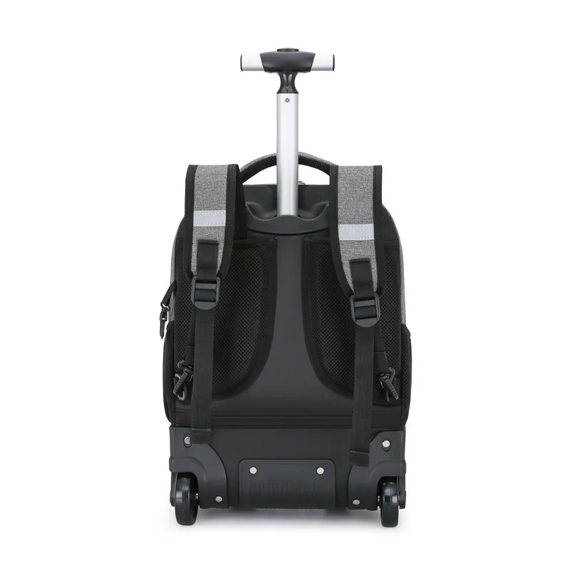 Guangzhou Fuliya Industry Co.,Ltd C-81075 Large-capacity trolley backpack, water-resistant, multi-layer storage, laptop compartment, built-in pull rod, hidden shoulder straps, and quiet dual wheels - for business trips and travel.