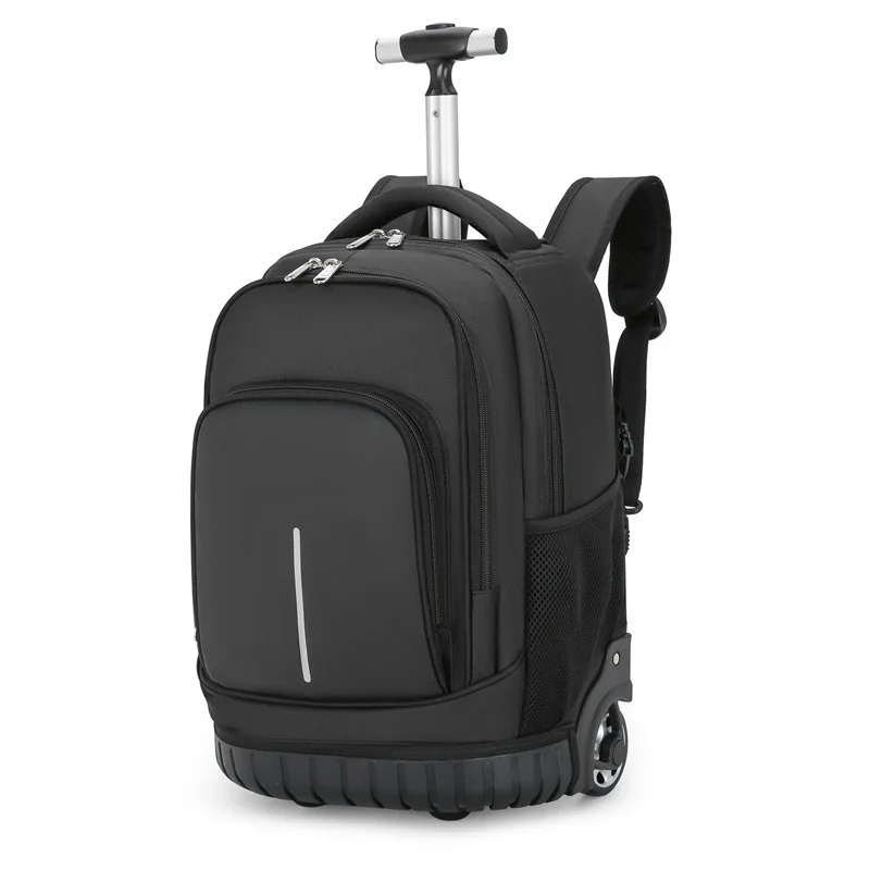 Guangzhou Fuliya Industry Co.,Ltd C-81075 Large-capacity trolley backpack, water-resistant, multi-layer storage, laptop compartment, built-in pull rod, hidden shoulder straps, and quiet dual wheels - for business trips and travel.