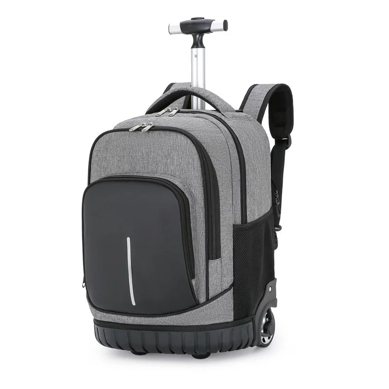 Guangzhou Fuliya Industry Co.,Ltd C-81075 Large-capacity trolley backpack, water-resistant, multi-layer storage, laptop compartment, built-in pull rod, hidden shoulder straps, and quiet dual wheels - for business trips and travel.