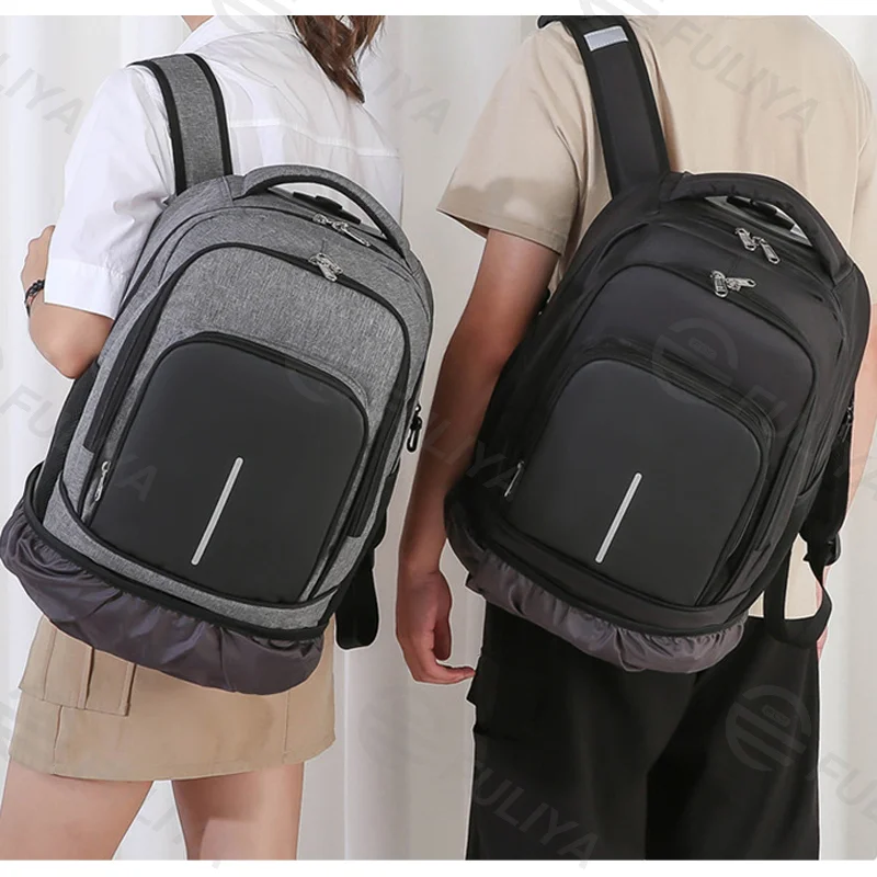 Guangzhou Fuliya Industry Co.,Ltd C-81075 Large-capacity trolley backpack, water-resistant, multi-layer storage, laptop compartment, built-in pull rod, hidden shoulder straps, and quiet dual wheels - for business trips and travel.