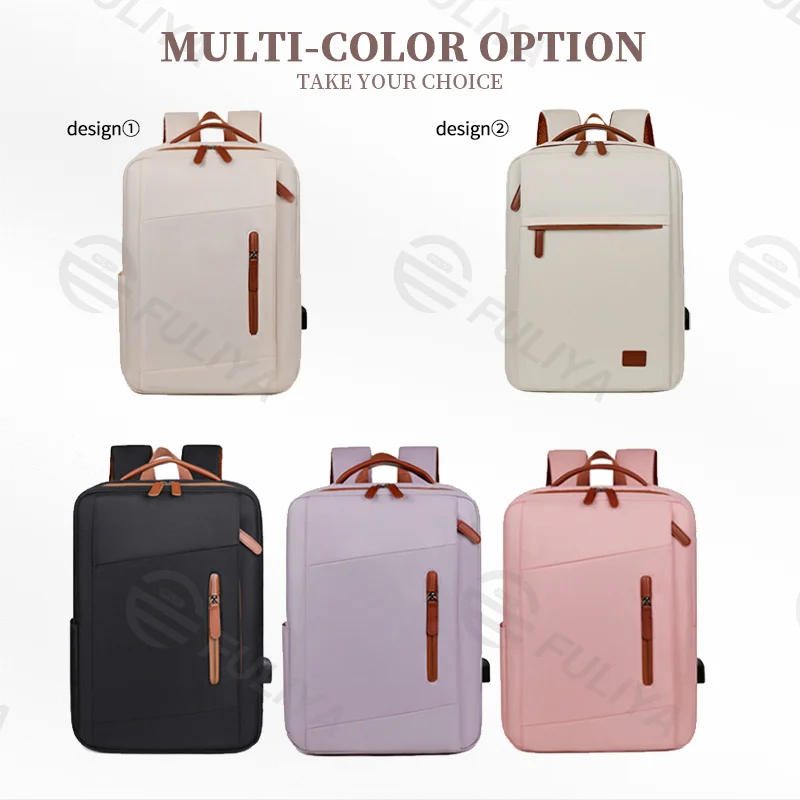Guangzhou Fuliya Industry Co.,Ltd C-81076 Business commuter backpack, water-resistant, large capacity, laptop compartment, USB port, comfortable handle, and luggage strap - backpack or hand carry for business trips, commuting, and travel.