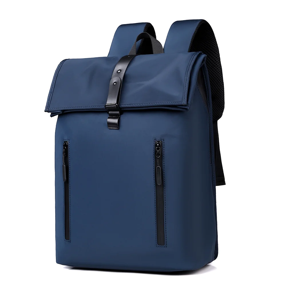 Guangzhou Fuliya Industry Co.,Ltd C-81077 Men's minimalist backpack, water-resistant, large capacity, laptop compartment, front zipper pocket, 6-figure buckle, and luggage strap - backpack or hand carry for business, commuting, and travel.