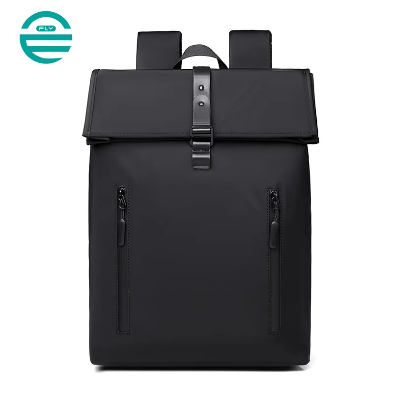 Guangzhou Fuliya Industry Co.,Ltd C-81077 Men's minimalist backpack, water-resistant, large capacity, laptop compartment, front zipper pocket, 6-figure buckle, and luggage strap - backpack or hand carry for business, commuting, and travel.