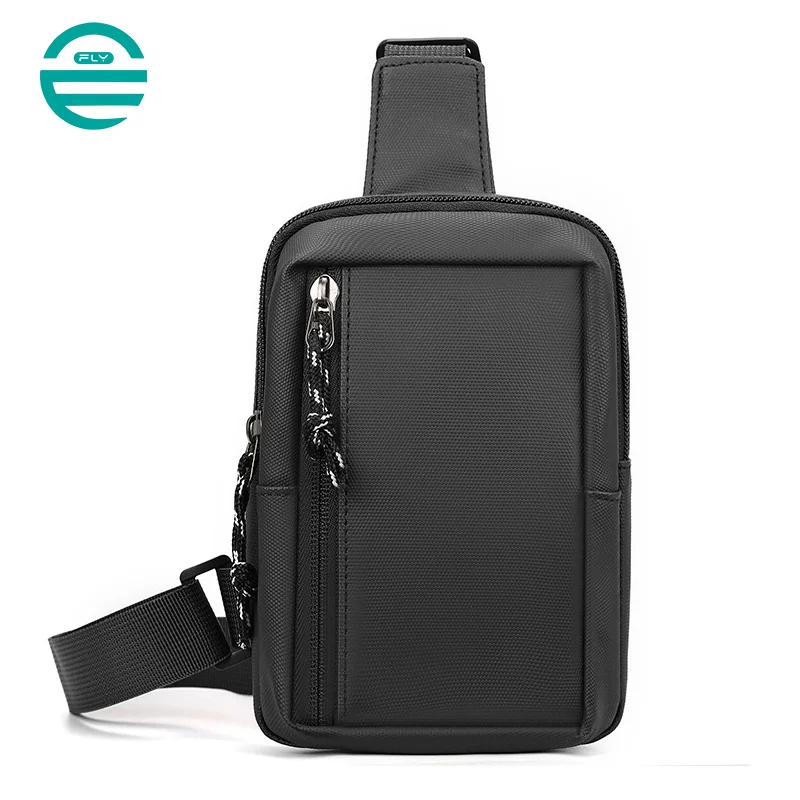 Guangzhou Fuliya Industry Co.,Ltd C-81079 Men's mini chest bag, water-repellent, lightweight and slim, wide-opening main compartment with inner and front pockets for phone and small items - crossbody or chest carry for commuting and daily use.