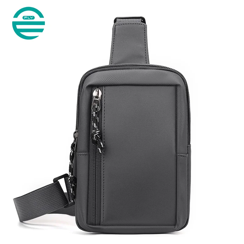 Guangzhou Fuliya Industry Co.,Ltd C-81079 Men's mini chest bag, water-repellent, lightweight and slim, wide-opening main compartment with inner and front pockets for phone and small items - crossbody or chest carry for commuting and daily use.