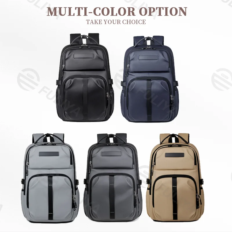 Guangzhou Fuliya Industry Co.,Ltd C-81085 Business travel laptop backpack, water-resistant, large capacity, fits 15.6" laptop, laptop compartment, ventilated back, and luggage strap - for business trips, commuting, and school.