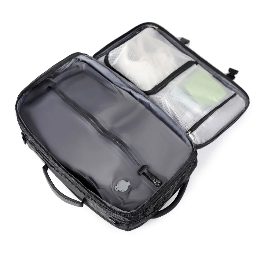 Guangzhou Fuliya Industry Co.,Ltd C-81087 Vacuum compression travel backpack, water-resistant, large capacity, laptop compartment, shoe compartment, wet/dry pocket, USB port, and breathable back panel - for business trips and travel.
