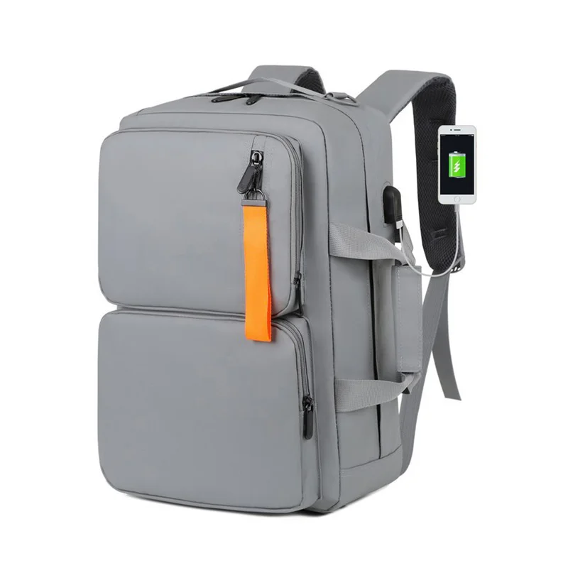 Guangzhou Fuliya Industry Co.,Ltd C-81089 Casual commuter laptop backpack, water-repellent, large capacity, laptop compartment, USB port, hidden straps, and Velcro handle - for business, commuting, and travel.