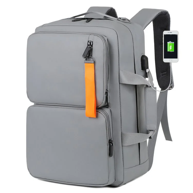 Guangzhou Fuliya Industry Co.,Ltd C-81089 Casual commuter laptop backpack, water-repellent, large capacity, laptop compartment, USB port, hidden straps, and Velcro handle - for business, commuting, and travel.