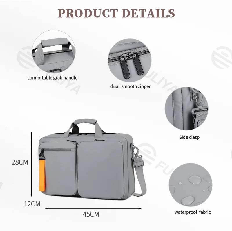 Guangzhou Fuliya Industry Co.,Ltd C-81089 Casual commuter laptop backpack, water-repellent, large capacity, laptop compartment, USB port, hidden straps, and Velcro handle - for business, commuting, and travel.