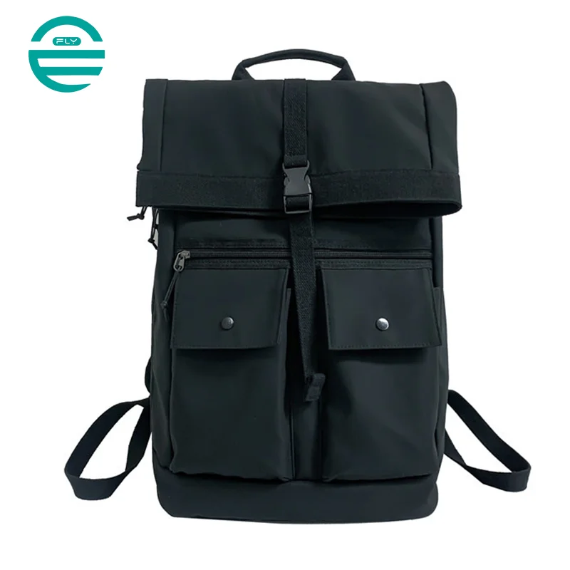 Guangzhou Fuliya Industry Co.,Ltd C-81093 Large-capacity rolltop backpack, water-resistant, multi-layer storage, laptop sleeve, multi-functional pockets, dual zipper, clip, and comfortable handle - for students, commuting, and travel.
