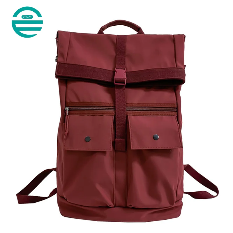 Guangzhou Fuliya Industry Co.,Ltd C-81093 Large-capacity rolltop backpack, water-resistant, multi-layer storage, laptop sleeve, multi-functional pockets, dual zipper, clip, and comfortable handle - for students, commuting, and travel.