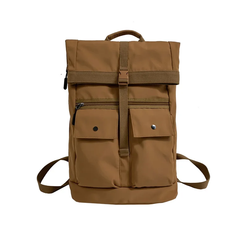 Guangzhou Fuliya Industry Co.,Ltd C-81093 Large-capacity rolltop backpack, water-resistant, multi-layer storage, laptop sleeve, multi-functional pockets, dual zipper, clip, and comfortable handle - for students, commuting, and travel.