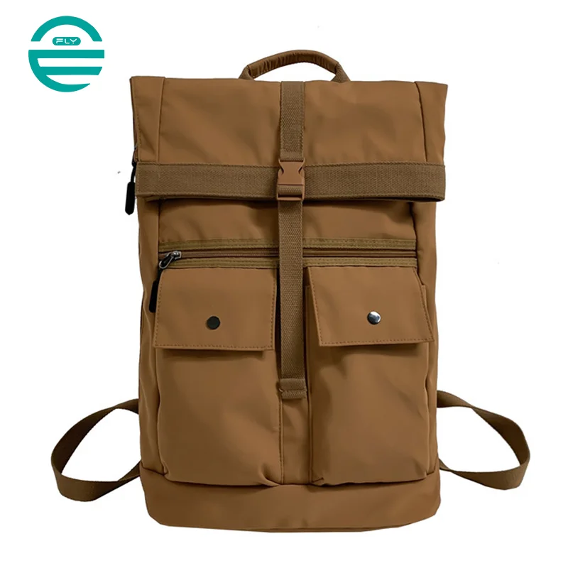 Guangzhou Fuliya Industry Co.,Ltd C-81093 Large-capacity rolltop backpack, water-resistant, multi-layer storage, laptop sleeve, multi-functional pockets, dual zipper, clip, and comfortable handle - for students, commuting, and travel.