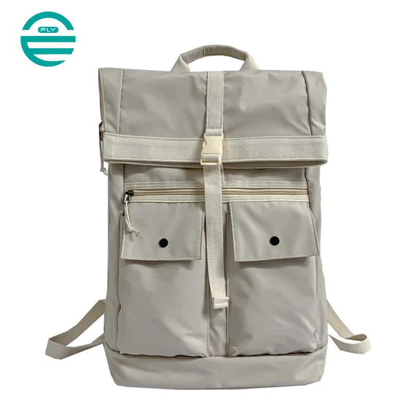 Guangzhou Fuliya Industry Co.,Ltd C-81093 Large-capacity rolltop backpack, water-resistant, multi-layer storage, laptop sleeve, multi-functional pockets, dual zipper, clip, and comfortable handle - for students, commuting, and travel.
