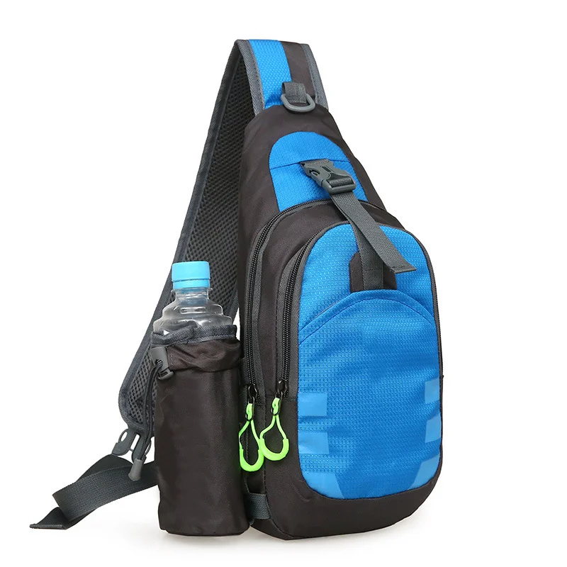 Guangzhou Fuliya Industry Co.,Ltd C-81096 Sports casual chest bag, large capacity, detachable bottle pocket, ventilated back, smooth zipper, safety latch, and adjustable strap - crossbody or chest carry for outdoor, travel, and daily use.