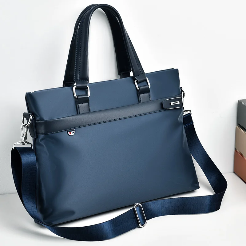 Guangzhou Fuliya Industry Co.,Ltd C-81097 Men's business briefcase, wear-resistant and water-repellent, large capacity, fits 14" laptop and A4 files, leather handle and shoulder strap - for business trips, office, and casual use.