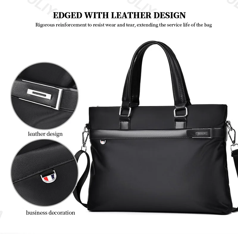 Guangzhou Fuliya Industry Co.,Ltd C-81097 Men's business briefcase, wear-resistant and water-repellent, large capacity, fits 14" laptop and A4 files, leather handle and shoulder strap - for business trips, office, and casual use.