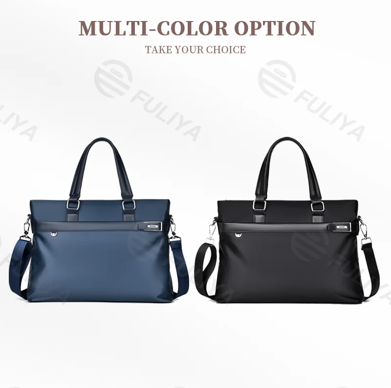 Guangzhou Fuliya Industry Co.,Ltd C-81097 Men's business briefcase, wear-resistant and water-repellent, large capacity, fits 14" laptop and A4 files, leather handle and shoulder strap - for business trips, office, and casual use.